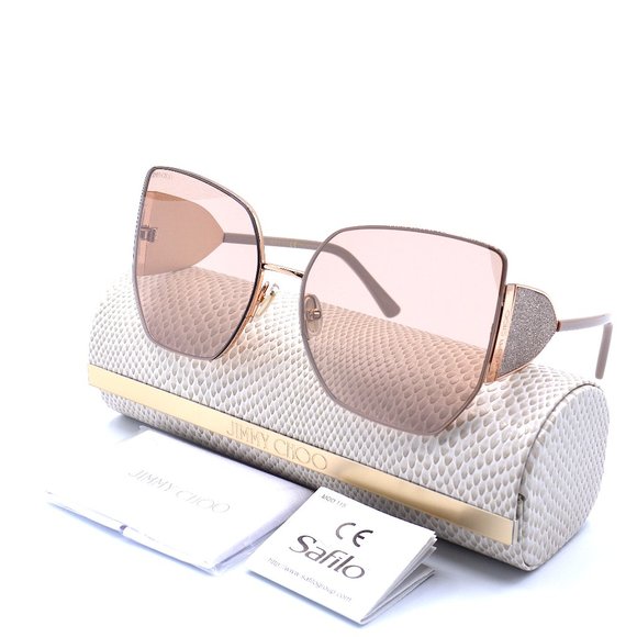 Jimmy Choo Accessories - NEW JIMMY CHOO RIVER/S BKU GOLD NUDE AUTHENTIC SUNGLASSES